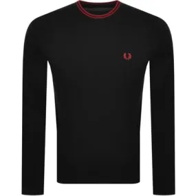 Classic Crew Neck Jumper Black/Blood Red