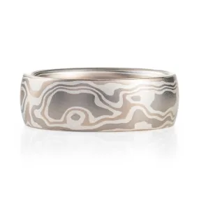 Classic Feeling Mokume Gane Woodgrain Band in Smoke Palette