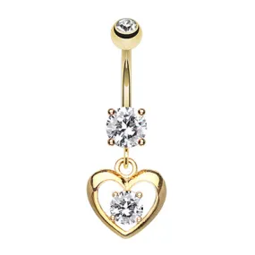 Classic Gold Heart Belly Bar