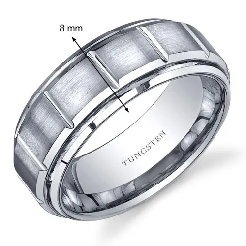 Classic Sectional 8mm Mens Tungsten Band Size 13