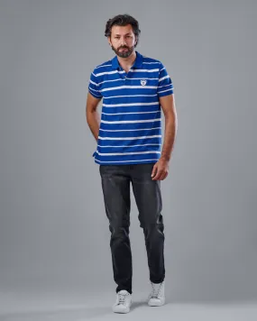 Classic Striped Polo Shirt - BLUE FONSE