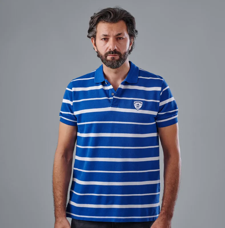 Classic Striped Polo Shirt - BLUE FONSE