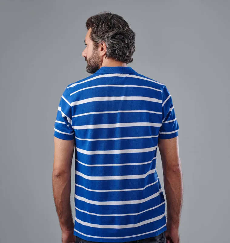 Classic Striped Polo Shirt - BLUE FONSE