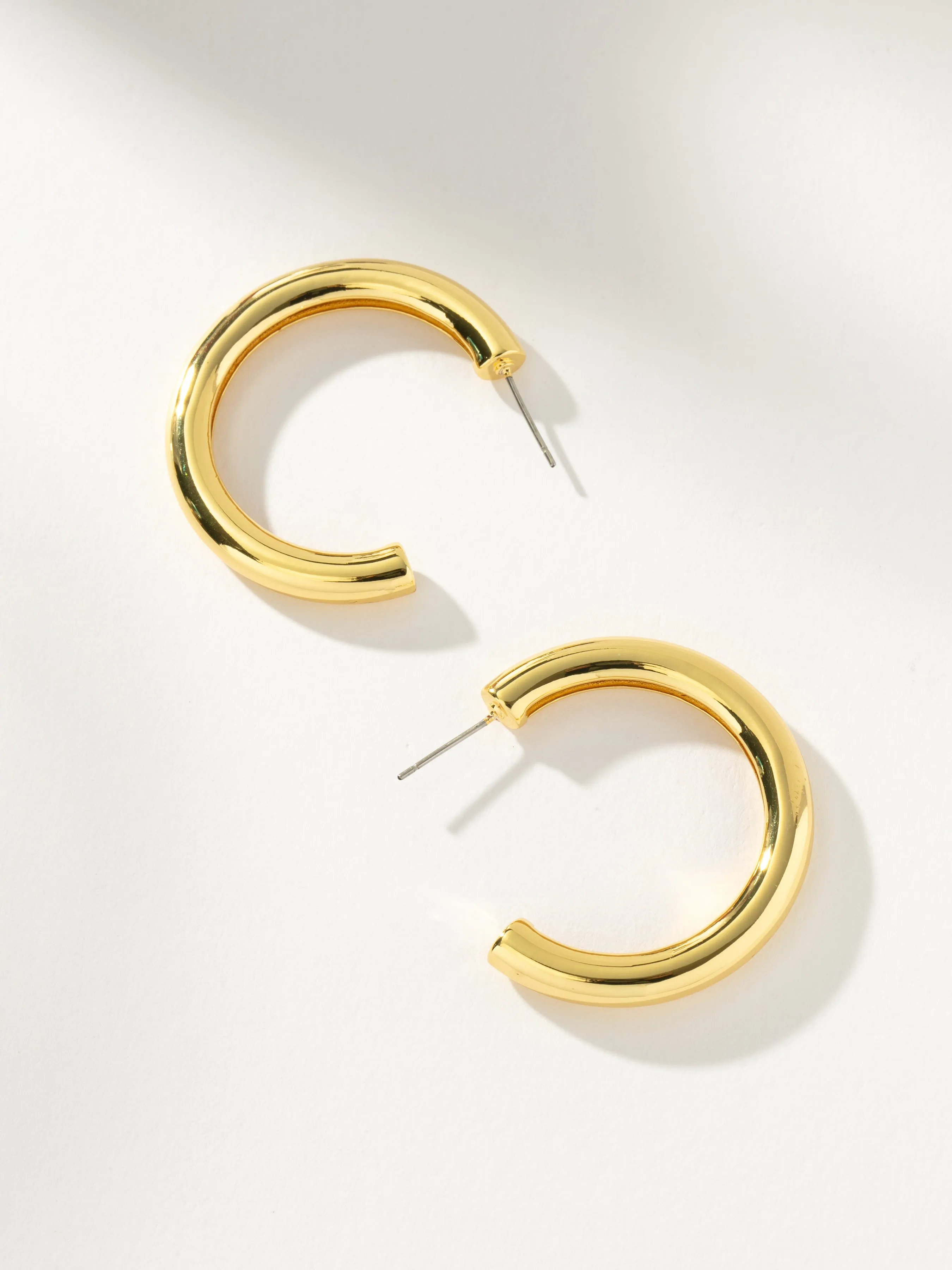 Classic Thick Gold Hoop Earrings