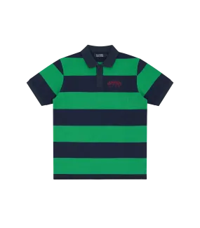 COLLEGIATE STRIPED POLO SHIRT - NAVY/GREEN