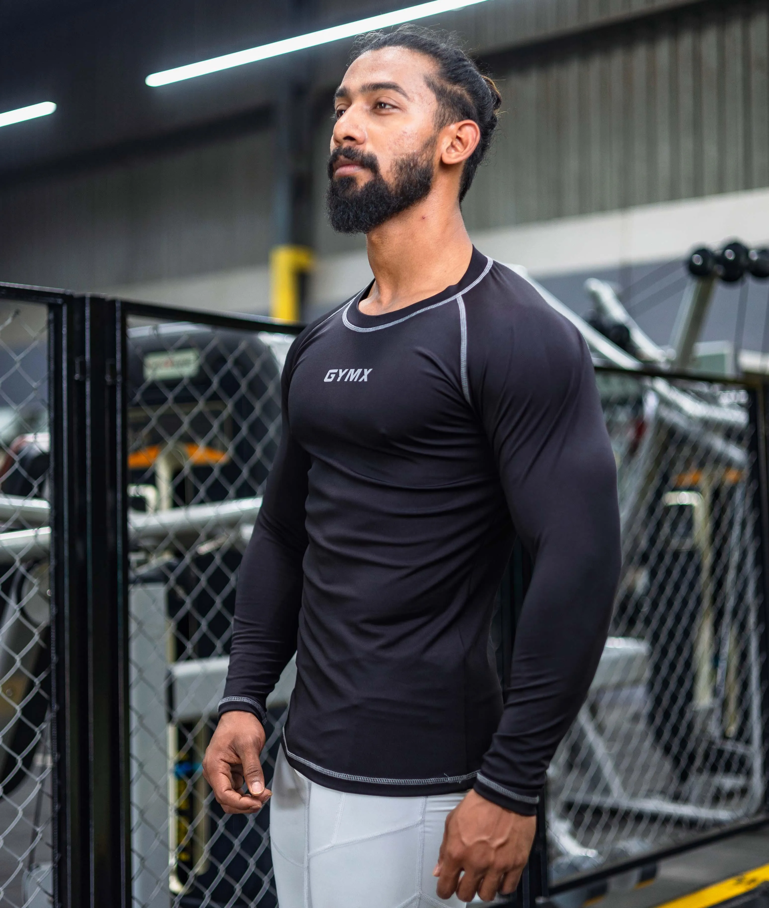 Compression GymX Full Sleeve Tee: Black