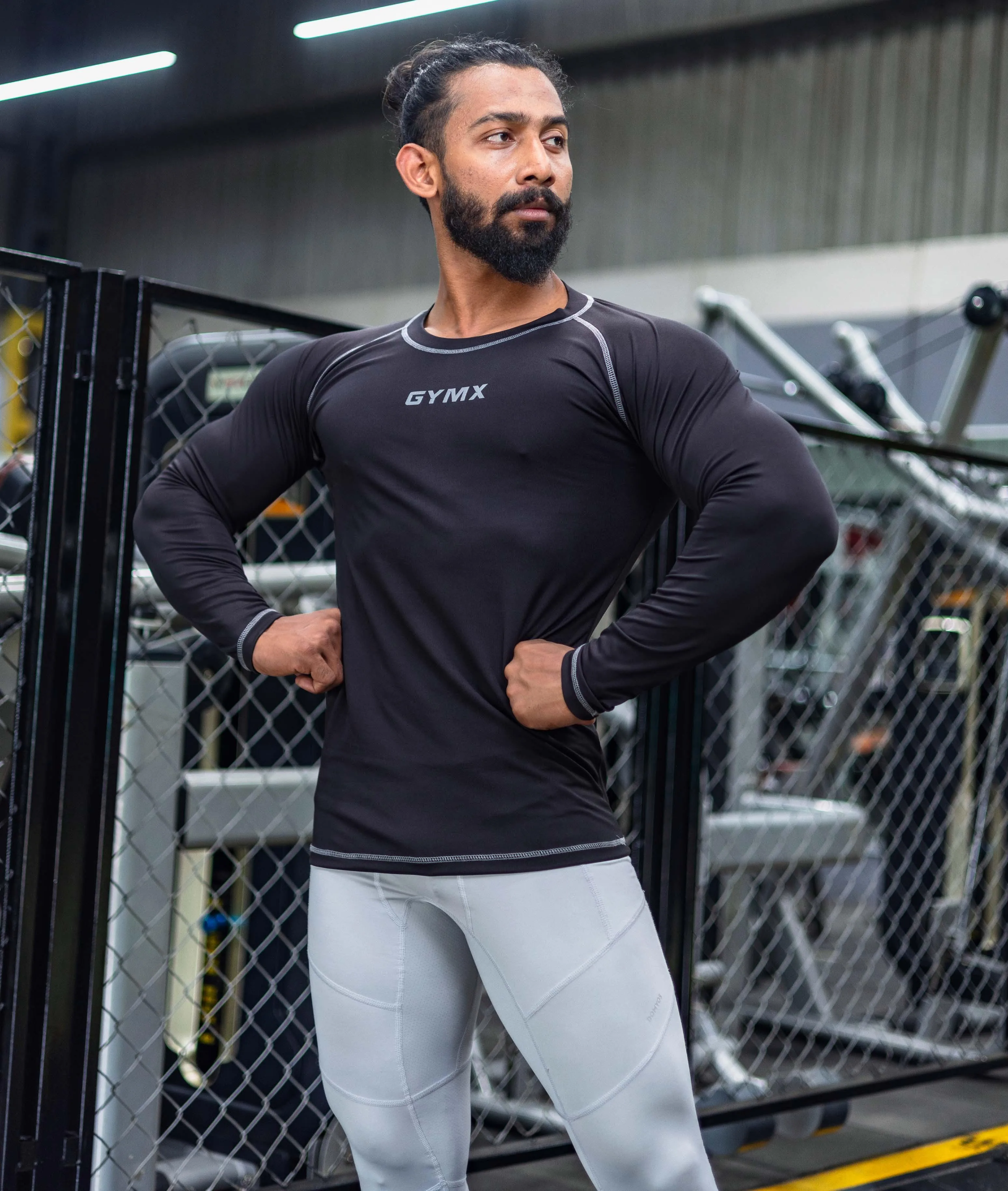 Compression GymX Full Sleeve Tee: Black