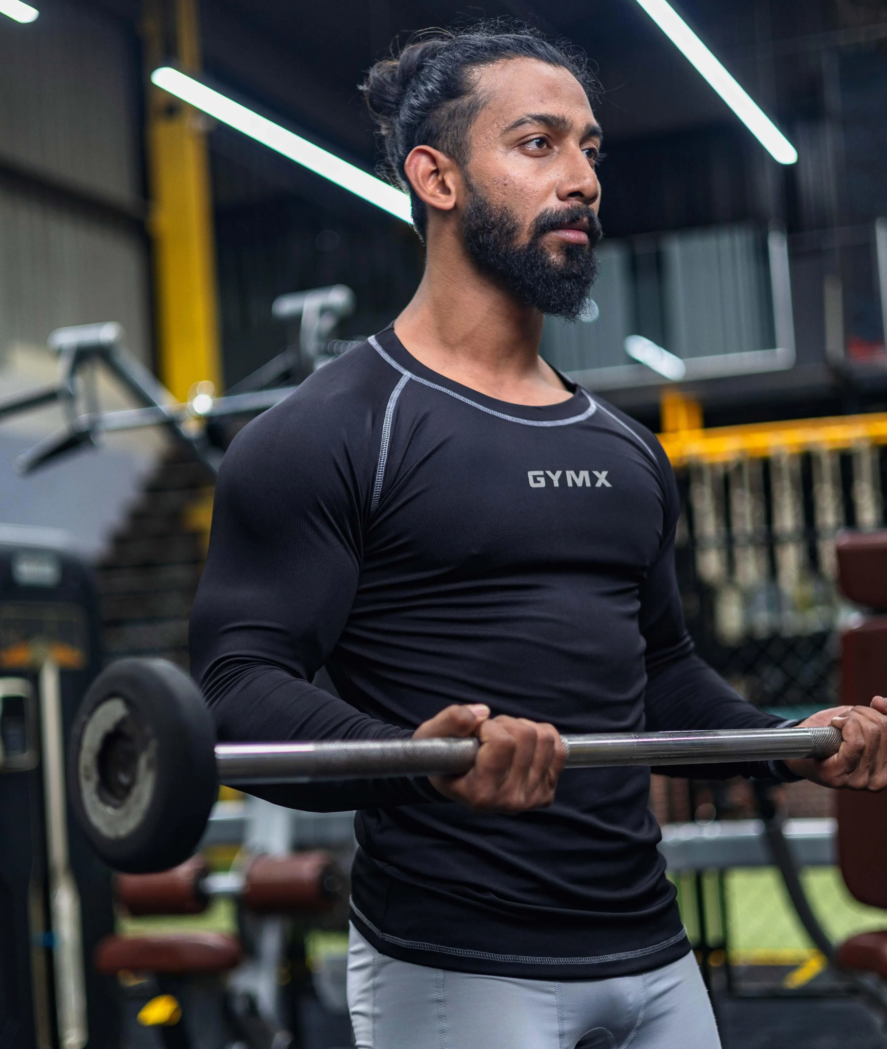 Compression GymX Full Sleeve Tee: Black