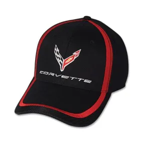 Corvette Next Generation Red Stripe Accent Baseball Hat -Black