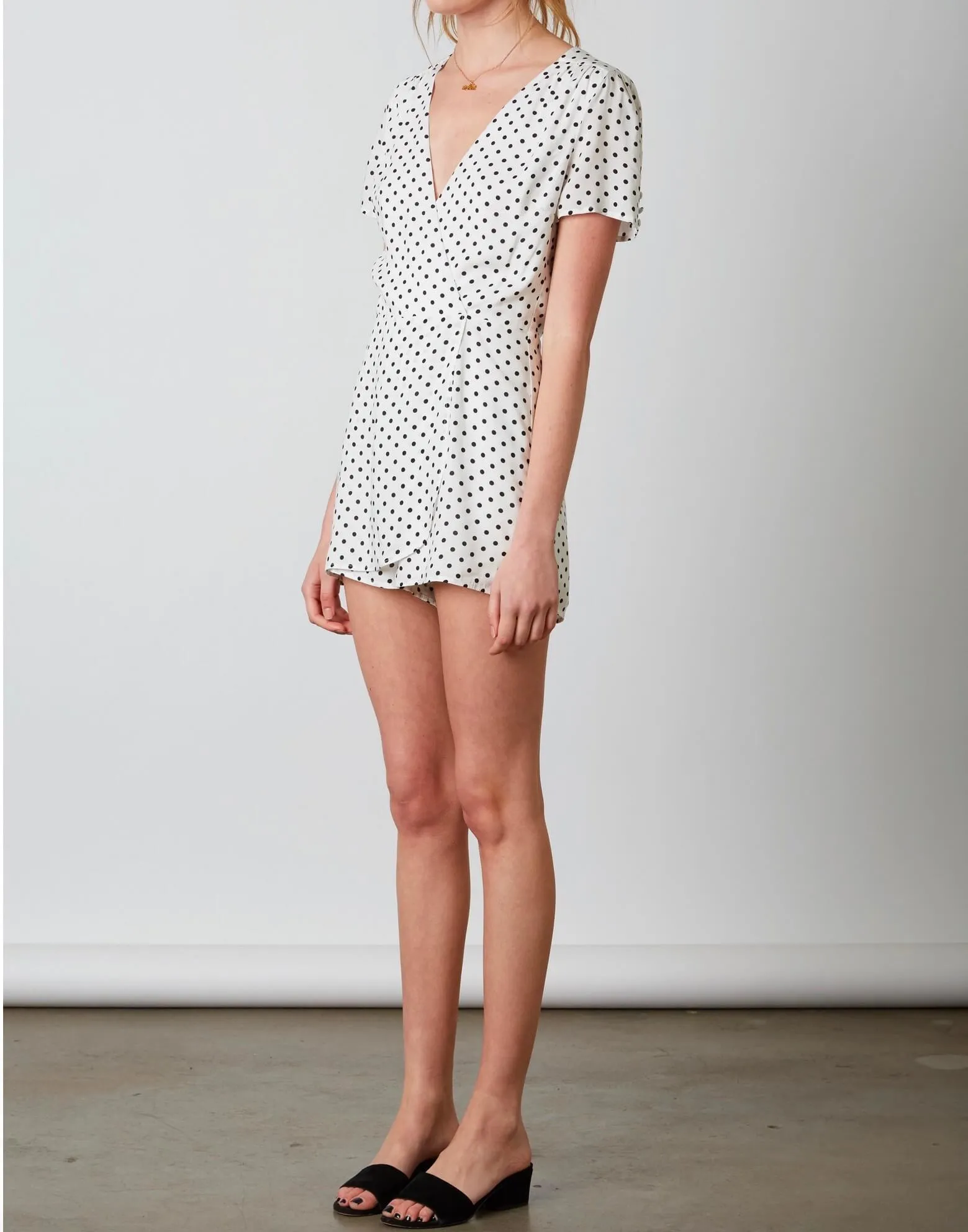 Cotton Candy LA - Shoreditch Polka Dot Romper - White/Black