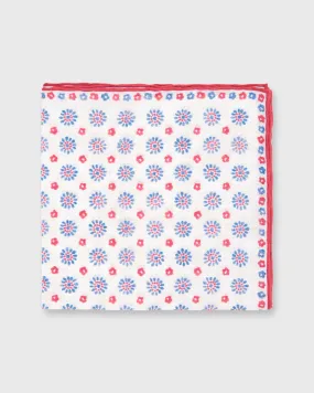 Cotton/Linen Print Pocket Square in Natural/Red/Navy Floral