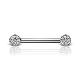 Cubic Zirconia Engraved Nipple Barbell by Maria Tash in White Gold