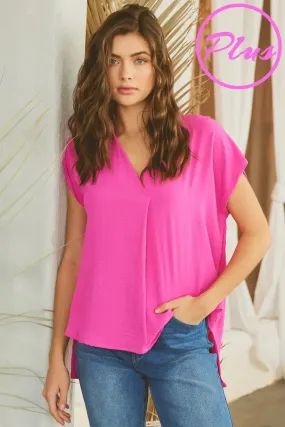 Curvy Girl Foldover V-Neck Blouse