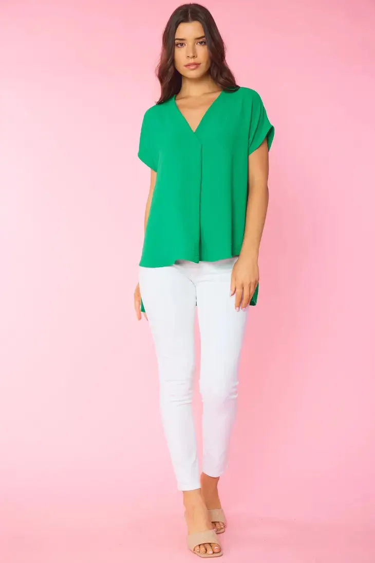 Curvy Girl Foldover V-Neck Blouse