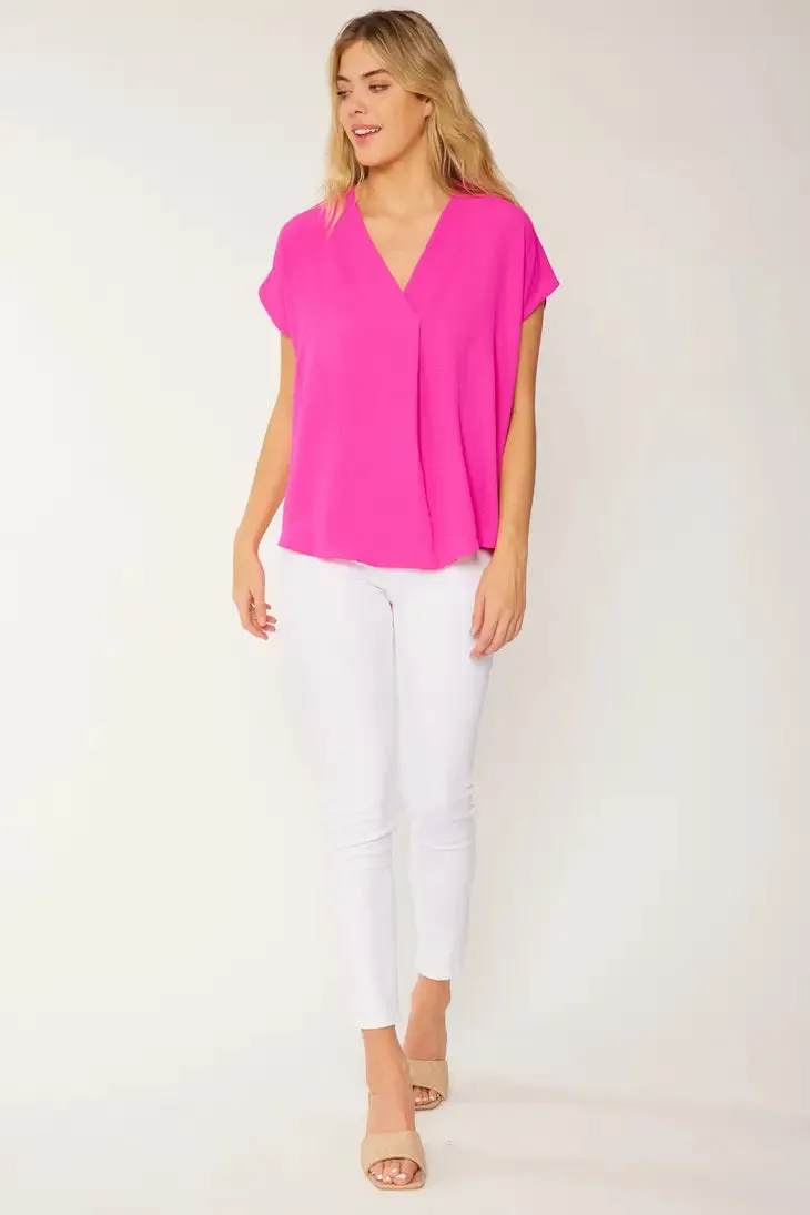 Curvy Girl Foldover V-Neck Blouse