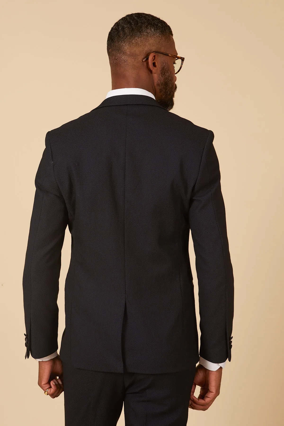 DALTON - Navy Tux Lapel Diamond Blazer