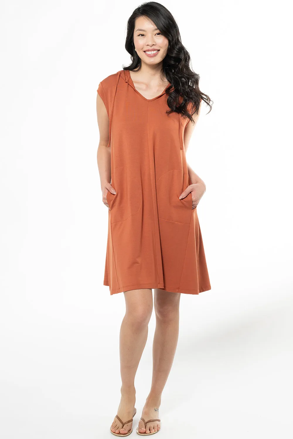 Daphne Bamboo Hoodie Dress - Brick