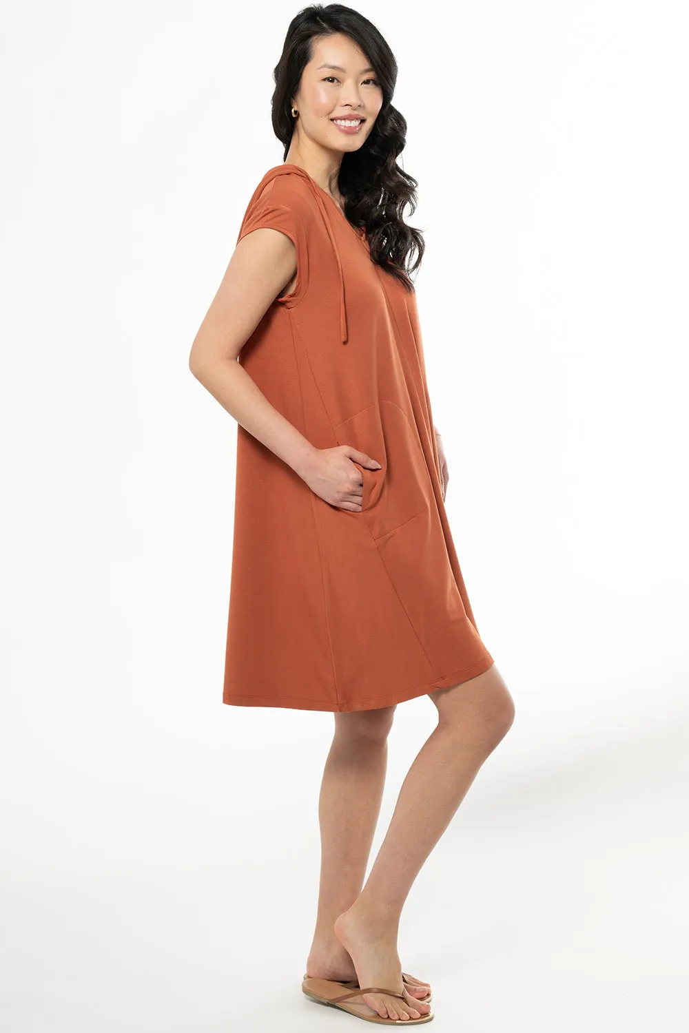 Daphne Bamboo Hoodie Dress - Brick