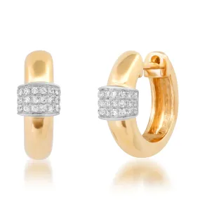 Diamond Adorned Gold Huggie Earrings