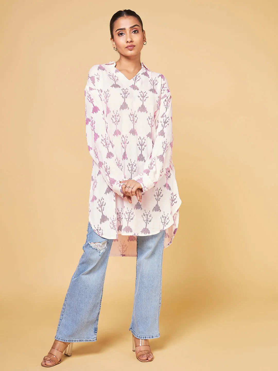 Echoes of Bliss Abstract Geometric Printed Shirt