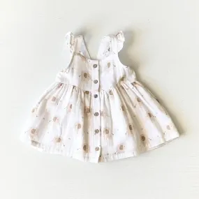 Elephant Ruffle & Button Baby Dress Bloomer (Organic Muslin)