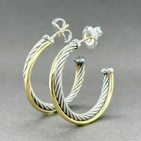 Estate David Yurman SS 18 Crossover Cable Hoop Earrings