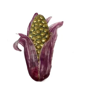 Fabrice Paris Purple and Gold Corn Husk Brooch Pin