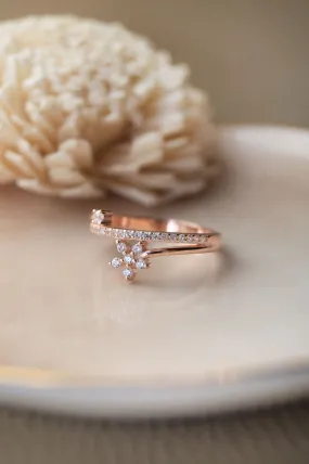 Floral Bloom Rose Gold Plated Sterling Silver Ring