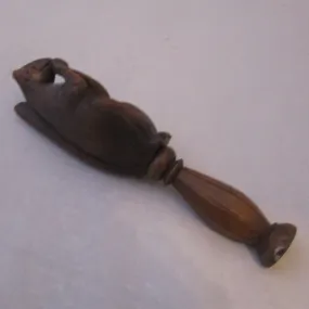 Folk Art Carved Wooden Squirrel Nutcracker Antique Victorian c1880