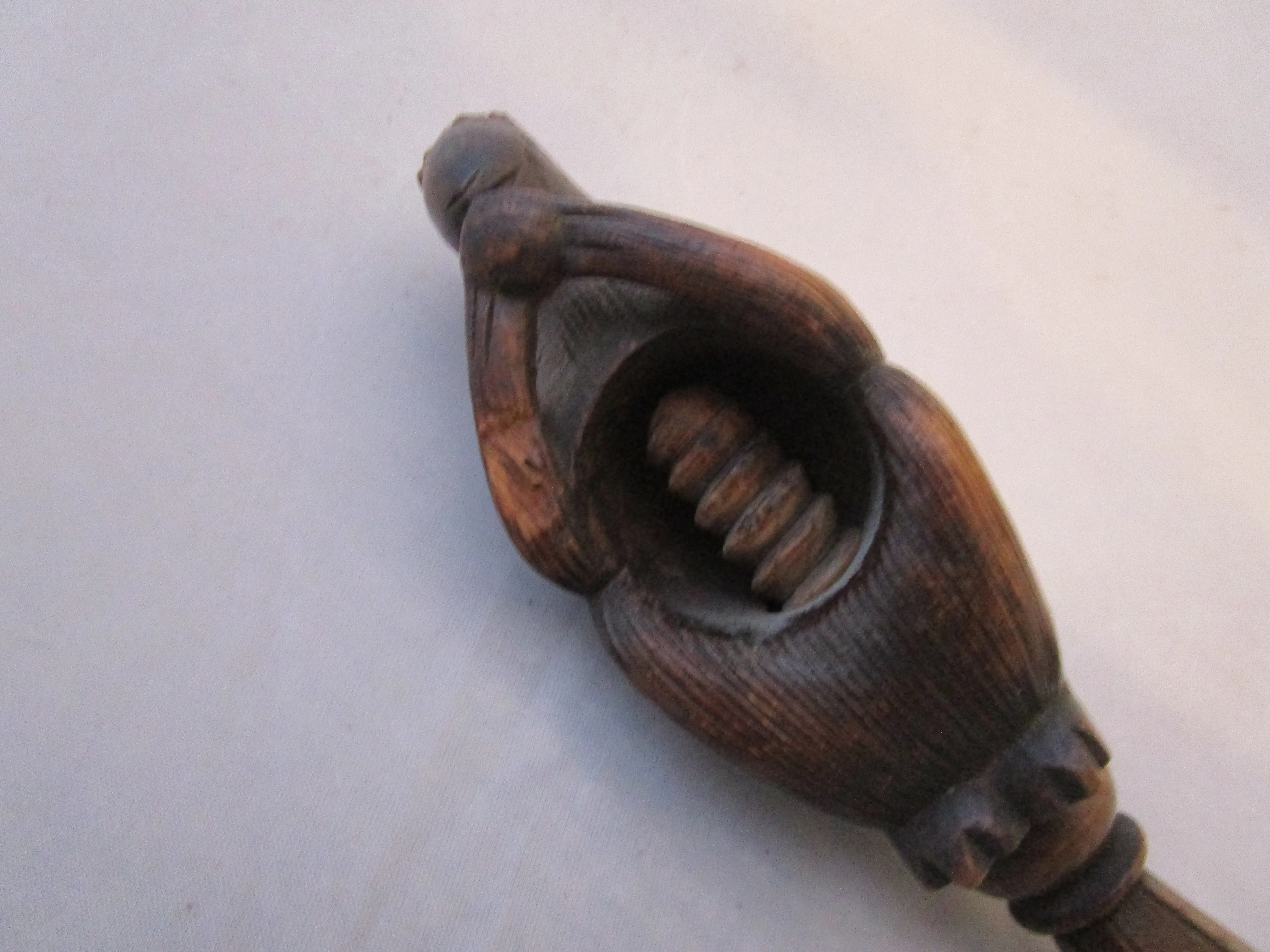 Folk Art Carved Wooden Squirrel Nutcracker Antique Victorian c1880