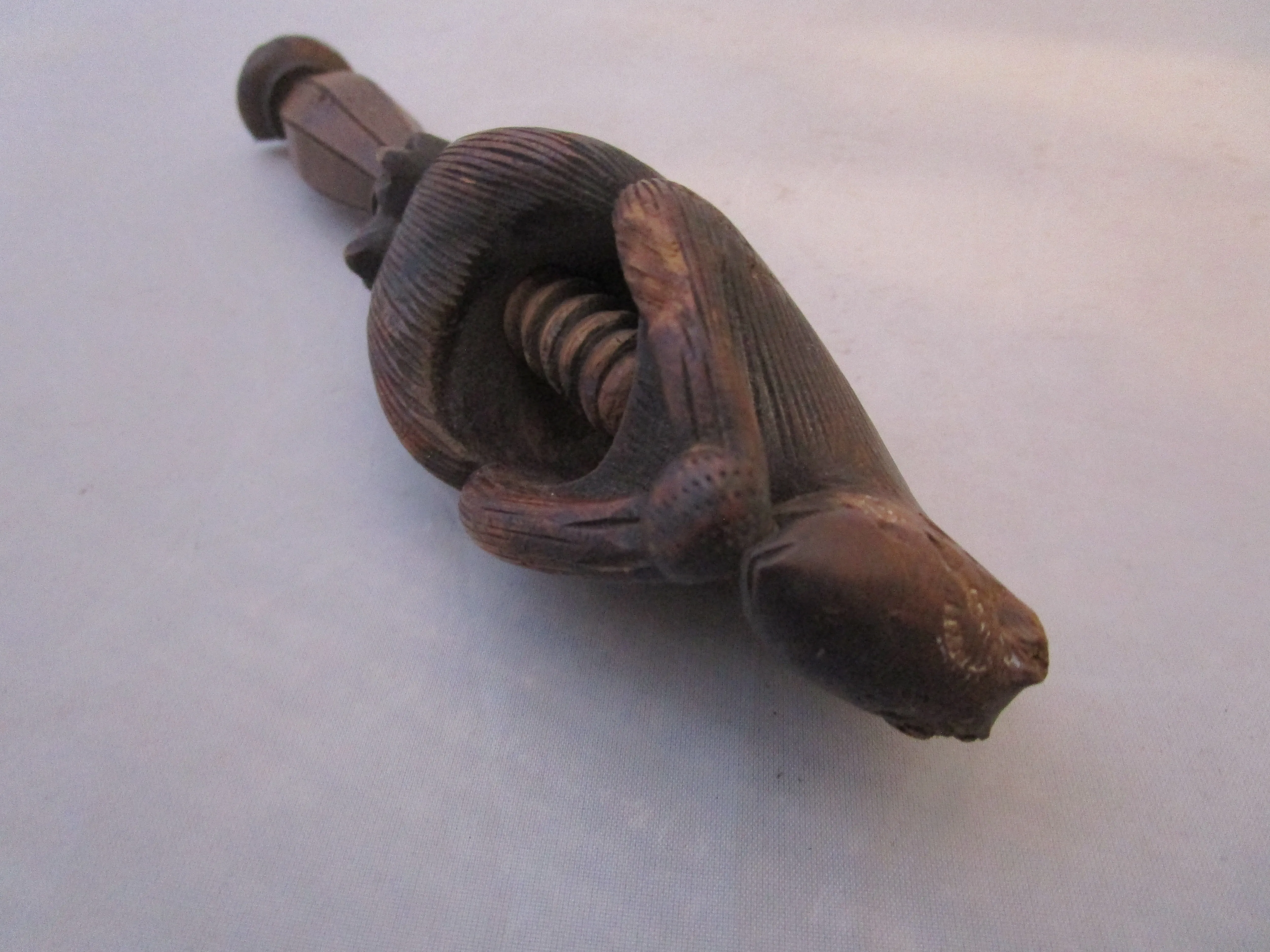 Folk Art Carved Wooden Squirrel Nutcracker Antique Victorian c1880