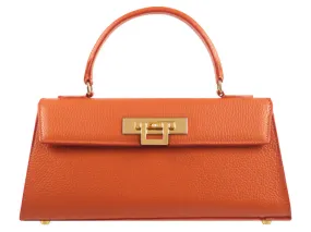 Fonteyn East West Caribou Soft Grainy Print Calf Leather Handbag - Orange