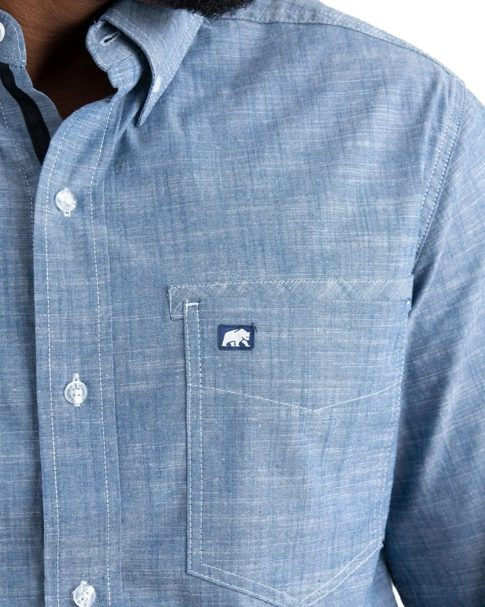 Foreman Flex Long Sleeve Chambray Button Down Work Shirt