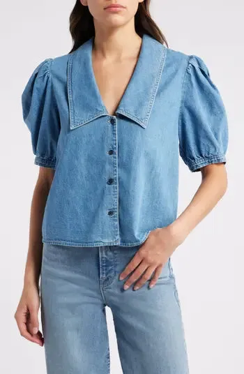 Frame Denim Sailor Blouse in Starlet