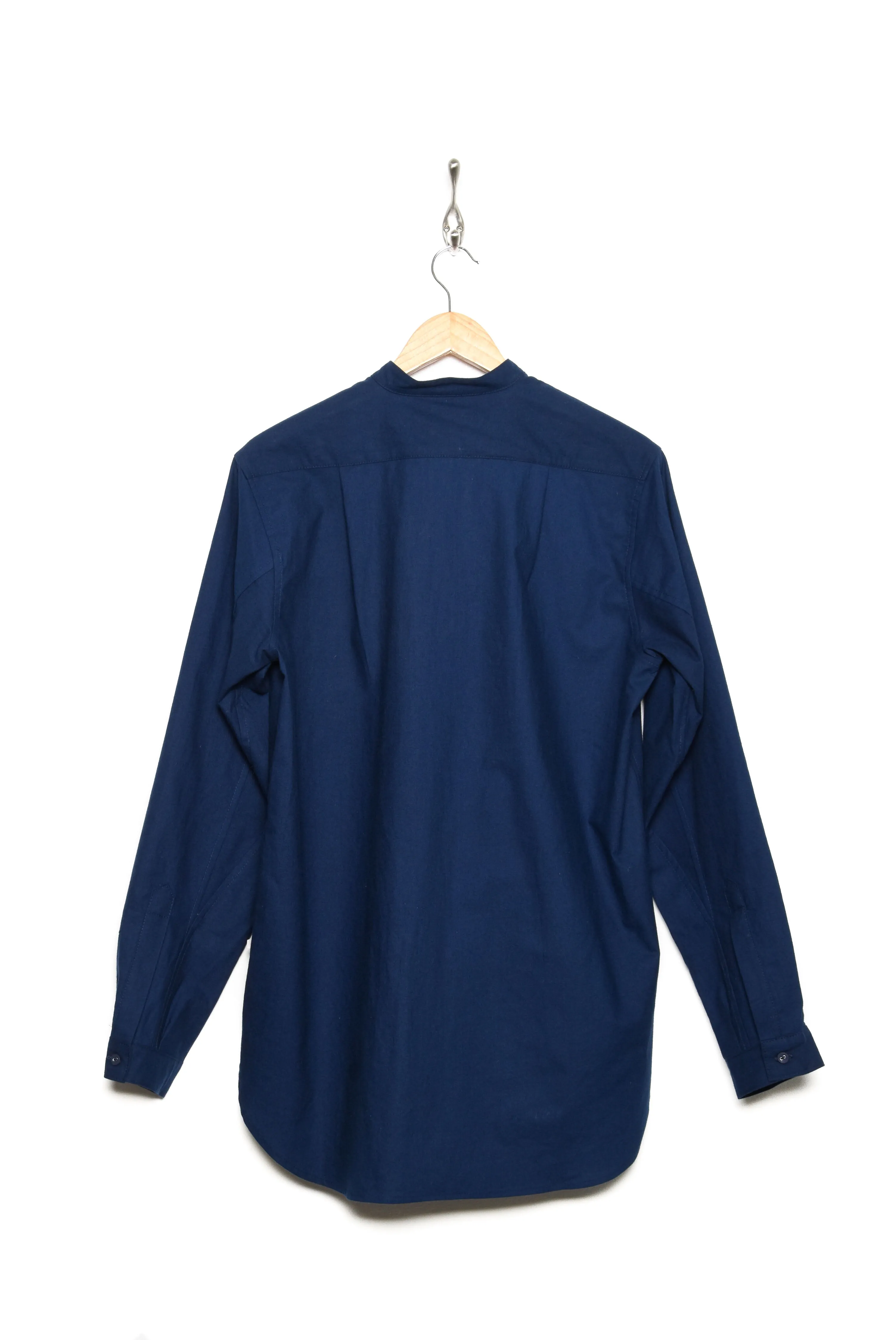 Frank Leder Collarless Shirt baltic blue dyed