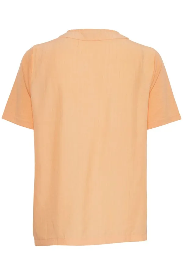 Fransa V Neck Top Apricot