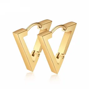 Geometric Triangle Golden Huggie Hoop Earring