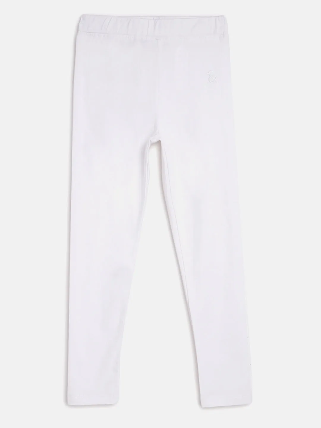 Girls White Cotton Leggings