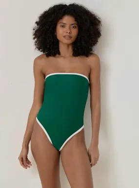 Green Contrast Trim Bandeau Swimsuit- Gili