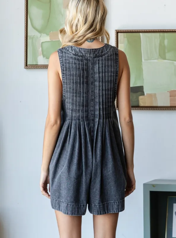 Grey Denim Romper