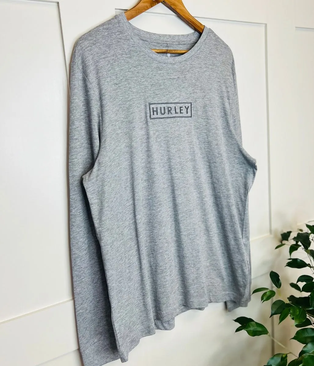 Grey Mens Hurley Long Sleeved  Logo T Shirt