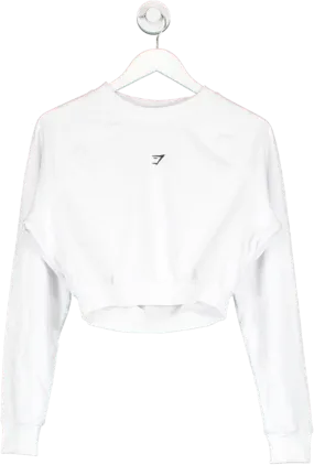 gymshark White Cropped Training Sweater UK S