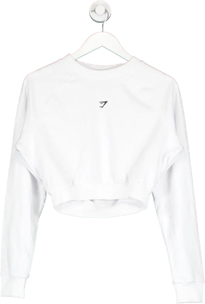 gymshark White Cropped Training Sweater UK S