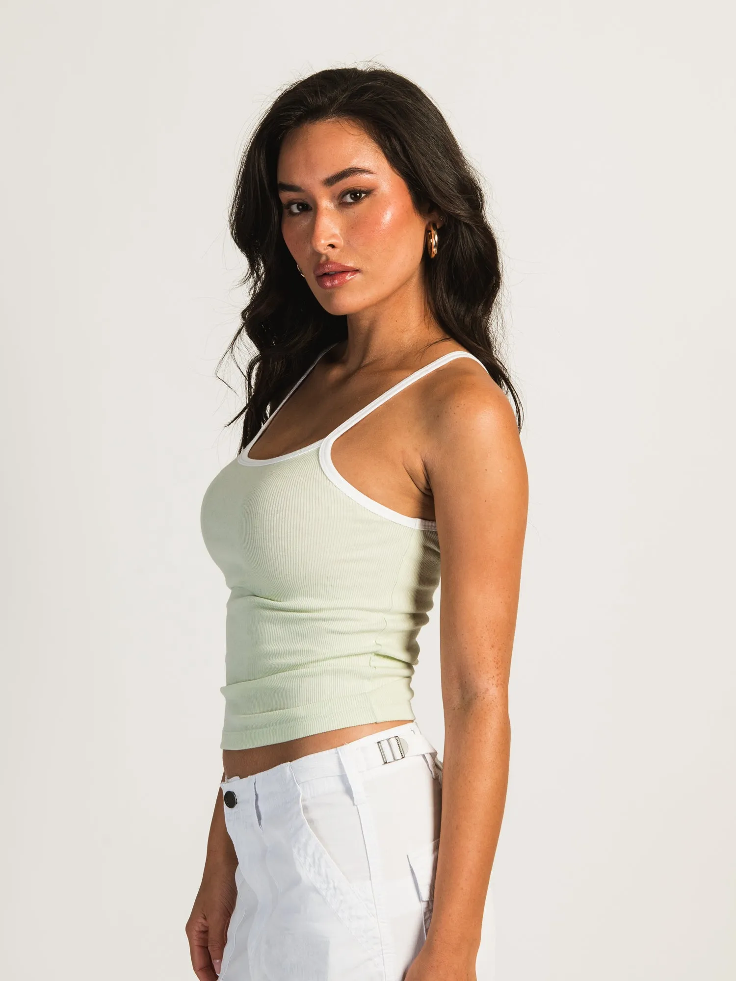 HARLOW LOGAN TANK - SAGE w/ WHITE