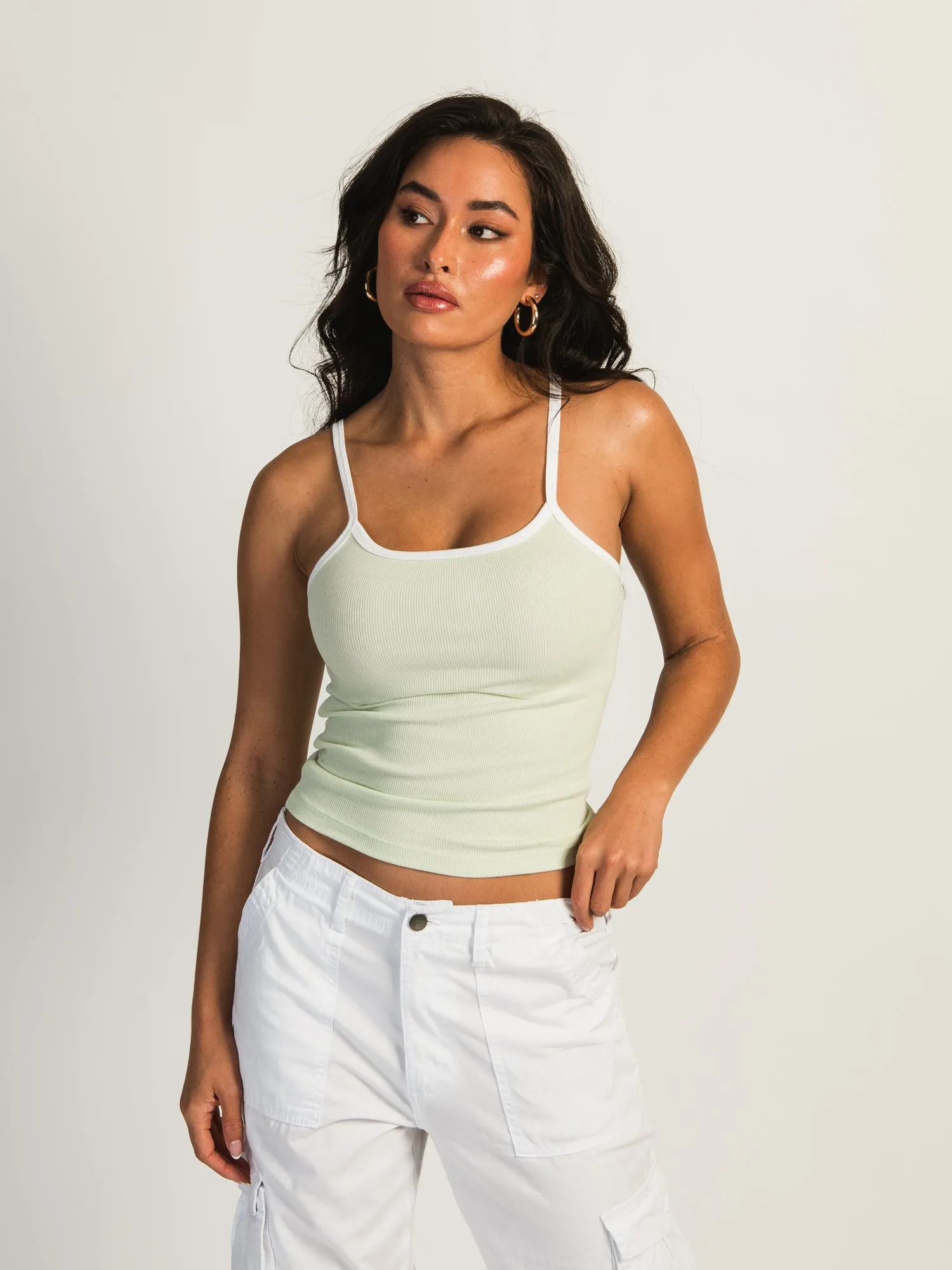 HARLOW LOGAN TANK - SAGE w/ WHITE