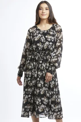 Harmony Fawn Floral Long Sleeve Midi Dress