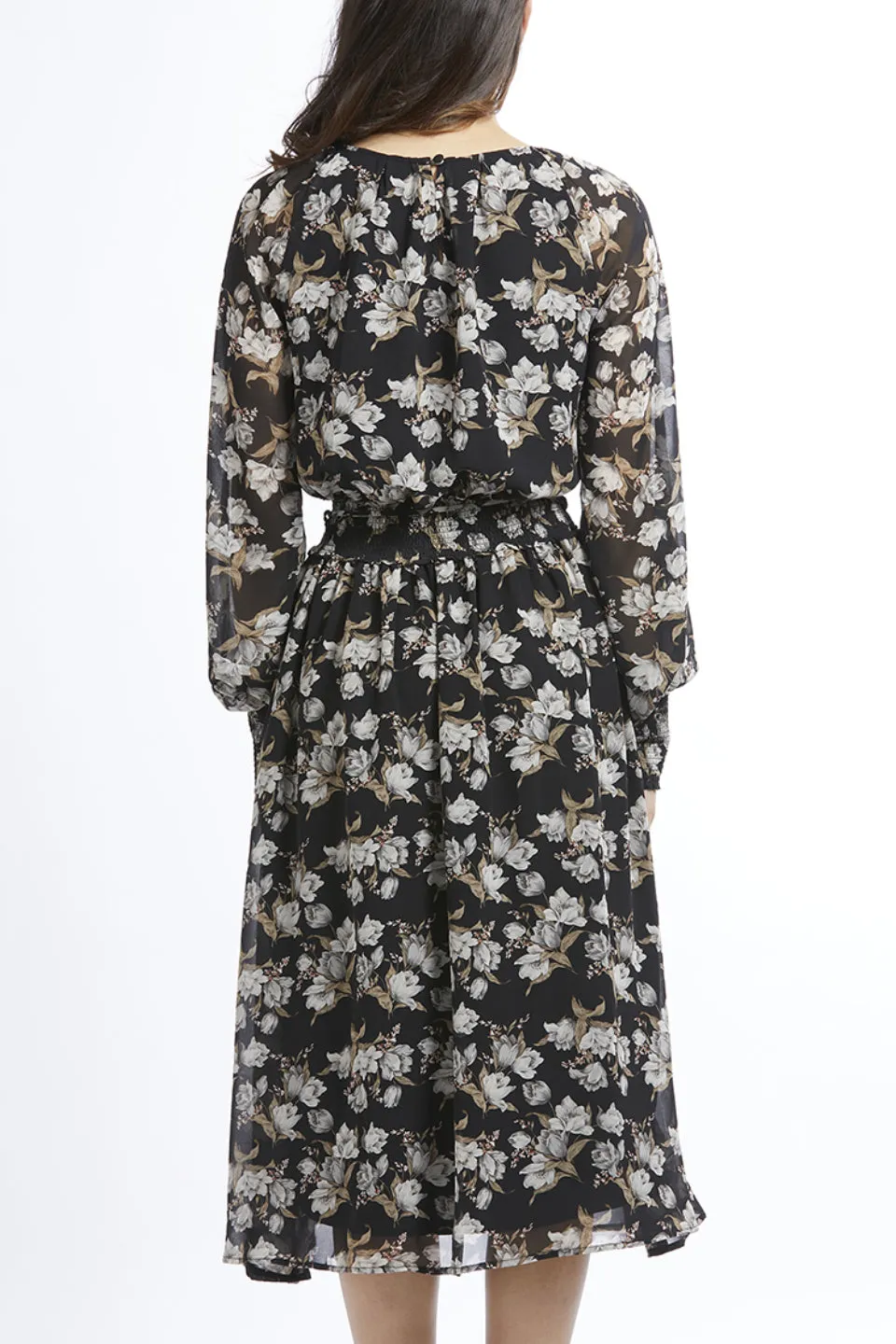 Harmony Fawn Floral Long Sleeve Midi Dress