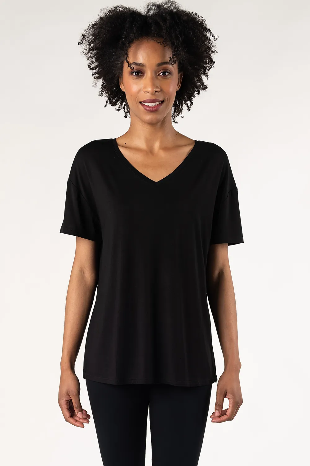 Harper V-Neck Bamboo Tee - Black