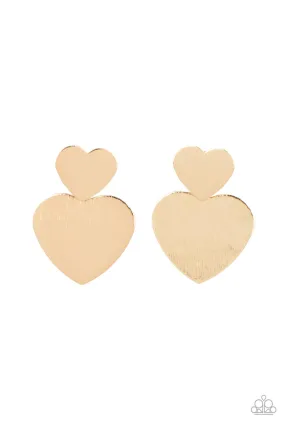 Heart-Racing Refinement - Gold Paparazzi Earrings