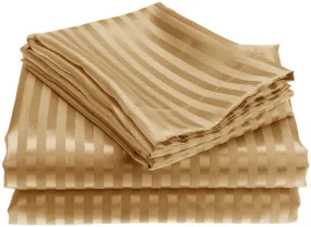 Home Collection Luxurious Pure Cotton Sateen Stripe Sheet Set